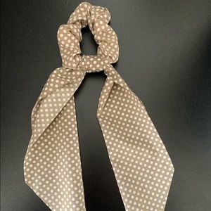Brown and white polka dot cute hair tie